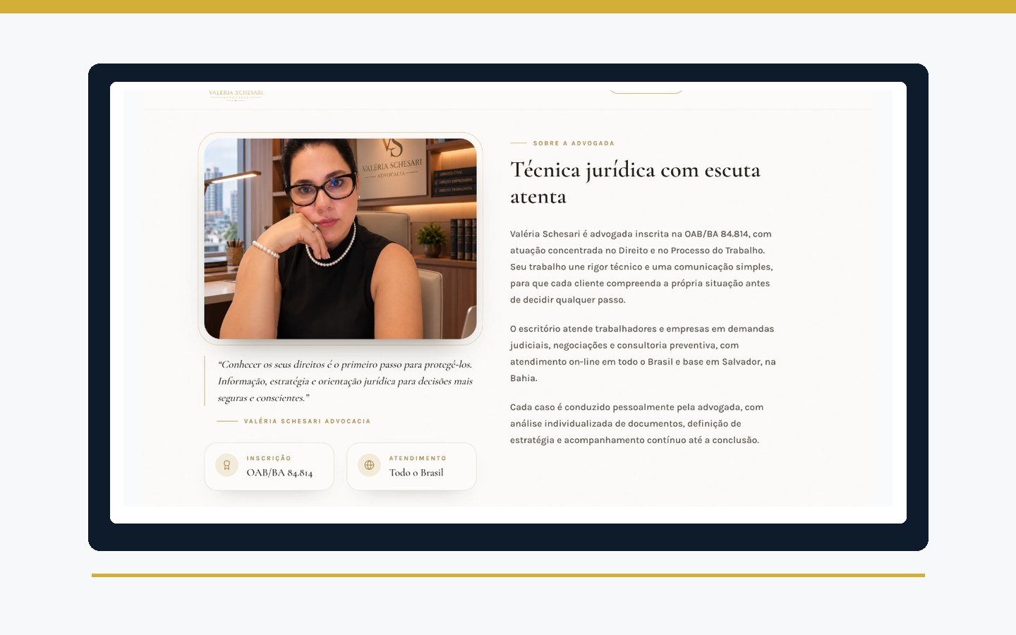 Site institucional criado para Dra. Valéria Schesari